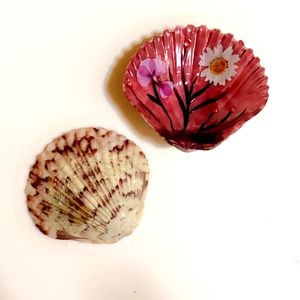Handpainted Floral Seashell Earrings